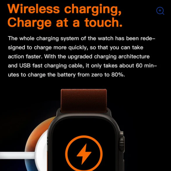 T800 Ultra Smartwatch 1.99" - Bluetooth Calls & Wireless Charging
Charge at a touch