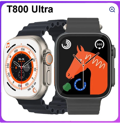 T800 Ultra Smartwatch 1.99" - Bluetooth Calls & Wireless Charging
Two smartwatches with different display designs on a white background