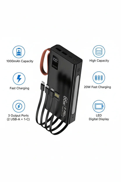 10000mAh Power Bank - High-Capacity Portable Charger for All Devices